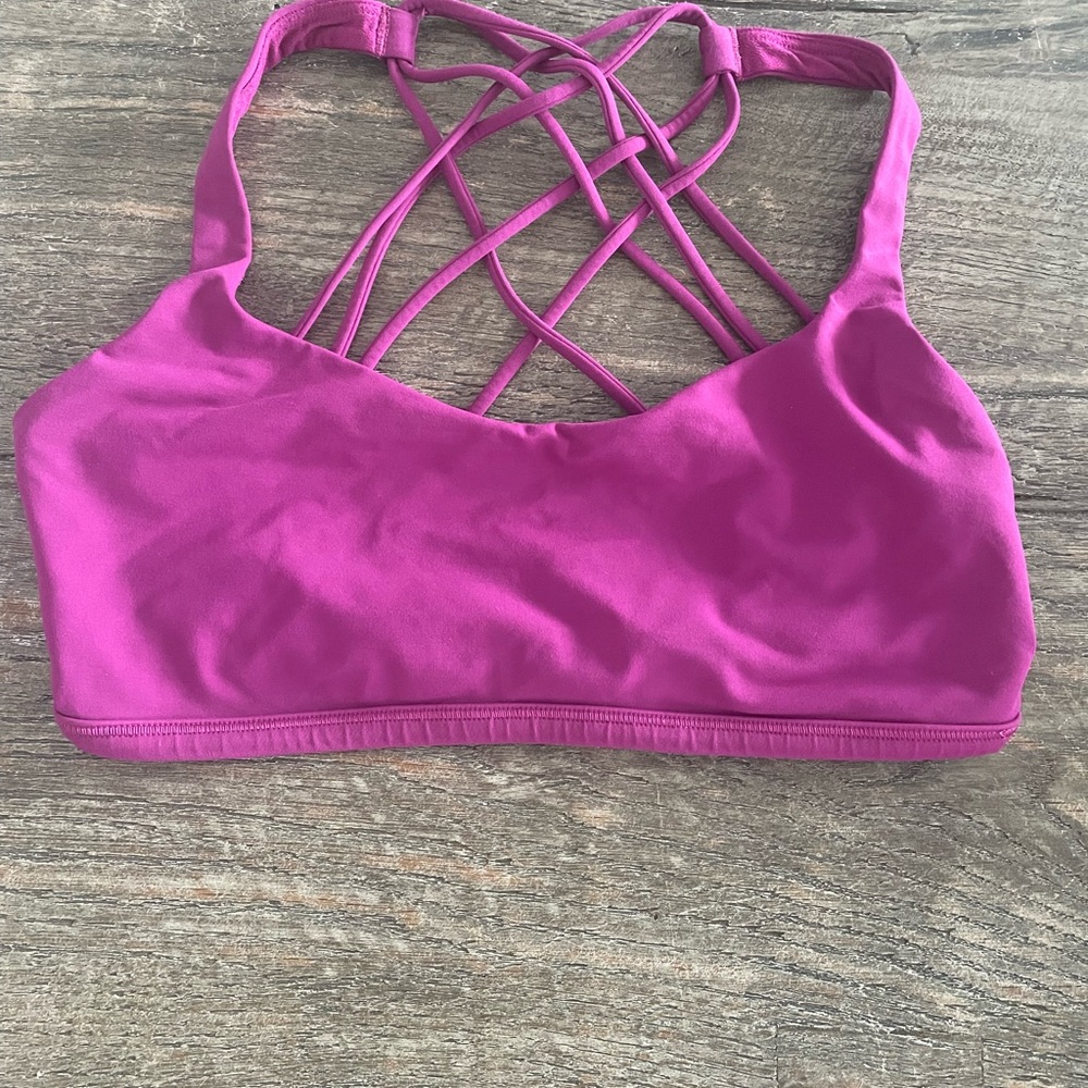 Lululemon free to be wild sports bra, light support a/b, in magenta, size 8